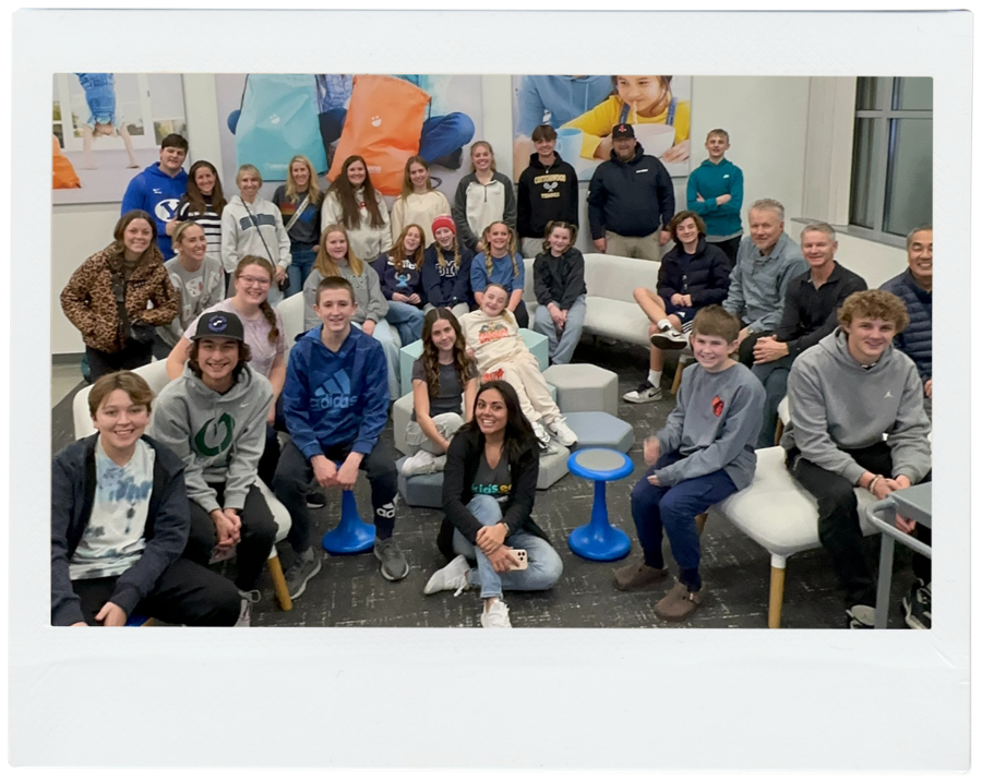 A sponsor group gathered at the USANA Kids Eat warehouse